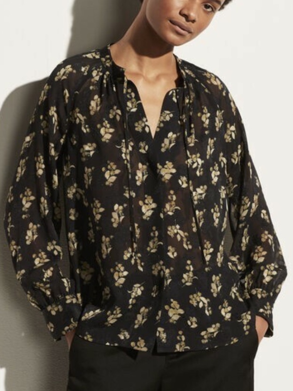 Vince Dandelion Poet 100% Silk Blouse(size Large)$345 Retail